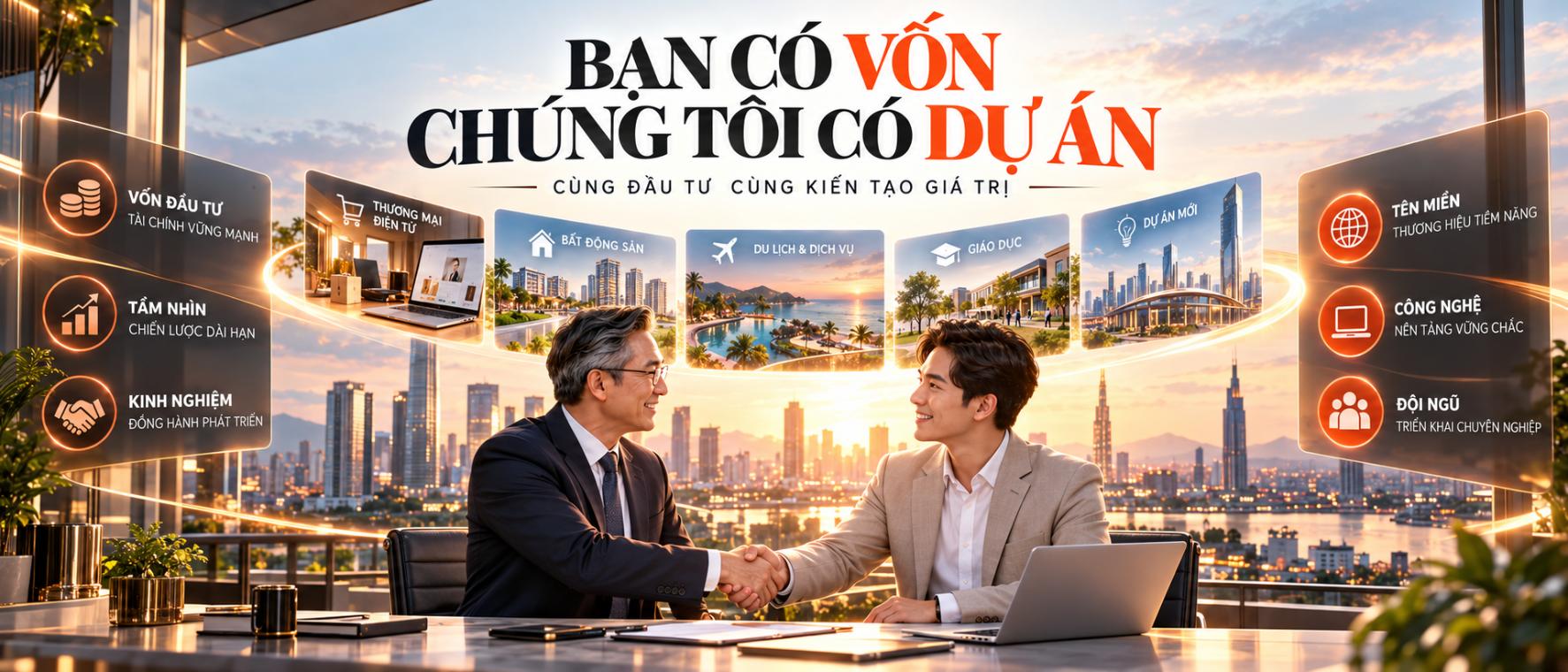 Bạn có vốn – Chúng tôi có tên miền, công nghệ, đội ngũ và dự án.